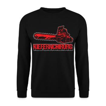 Kiefernchirurg lustige Holzfäller Geschenkidee - Unisex Pullover - Schwarz - Vorne - Alina (178cm) & Michal (187cm)