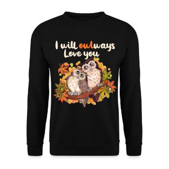 I will owlways love you - Niedliche Eulen Herbst - Unisex Pullover - Schwarz - Vorne - Alina (178cm) & Michal (187cm)