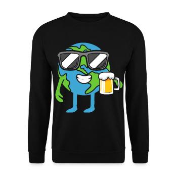 Earth drinks beer beer mug Earth Day - Unisex Sweatshirt - black - Front - Alina (178cm) & Michal (187cm)