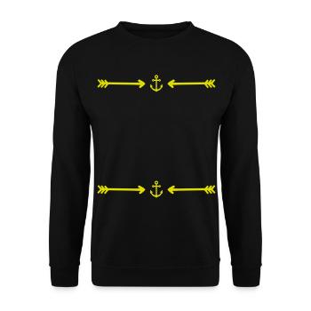 Anker - Rahmen - Muster - Unisex Pullover - Schwarz - Vorne - Alina (178cm) & Michal (187cm)