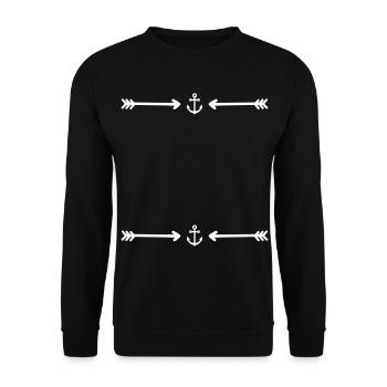 Anker - Rahmen - Muster - Unisex Pullover - Schwarz - Vorne - Alina (178cm) & Michal (187cm)