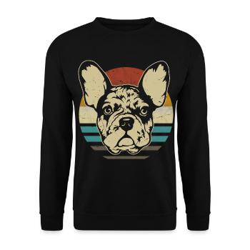 Français Bulldog Frenchi Bulldog rétro - Sweat-shirt Unisexe - noir - Devant - Alina (178cm) & Michal (187cm)