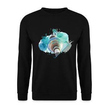 Berlin Allemagne City Skyline Splash coloré - Sweat-shirt Unisexe - noir - Devant - Alina (178cm) & Michal (187cm)