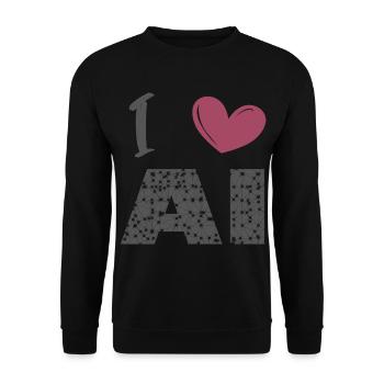 i love ai - Unisex Pullover - Schwarz - Vorne - Alina (178cm) & Michal (187cm)