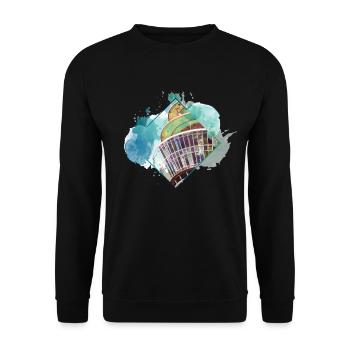 Düsseldorf Allemagne City Skyline Splash Coloré - Sweat-shirt Unisexe - noir - Devant - Alina (178cm) & Michal (187cm)