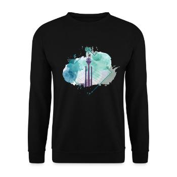 Düsseldorf Allemagne City Skyline Splash Coloré - Sweat-shirt Unisexe - noir - Devant - Alina (178cm) & Michal (187cm)