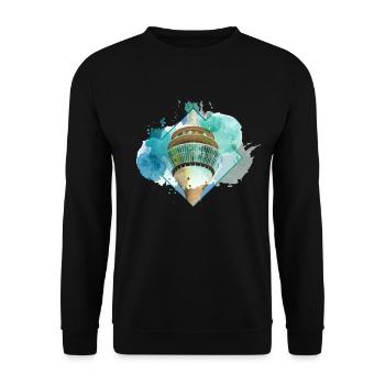 Düsseldorf Allemagne City Skyline Splash Coloré - Sweat-shirt Unisexe - noir - Devant - Alina (178cm) & Michal (187cm)