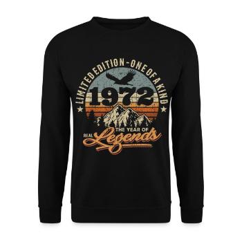 Vintage Retro Geburtstag 1972 - Unisex Pullover - Schwarz - Vorne - Alina (178cm) & Michal (187cm)