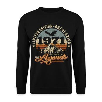 Vintage retro birthday 1971 - Unisex Sweatshirt - black - Front - Alina (178cm) & Michal (187cm)