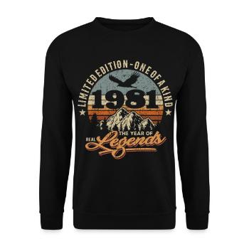 Vintage retro birthday 1981 - Unisex Sweatshirt - black - Front - Alina (178cm) & Michal (187cm)