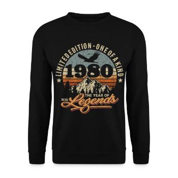 Vintage retro birthday 1980 - Unisex Sweatshirt - black - Front - Alina (178cm) & Michal (187cm)
