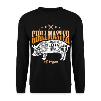Grillmaster 0% Vegan - Unisex Pullover - Schwarz - Vorne - Alina (178cm) & Michal (187cm)