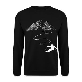 Montagne - Ligne sinueuse - Ski - (4) - Sweat-shirt Unisexe - noir - Devant - Alina (178cm) & Michal (187cm)
