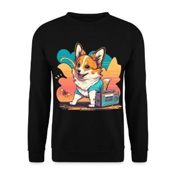 Caricature de Corgie - Sweat-shirt Unisexe - noir - Devant - Alina (178cm) & Michal (187cm)