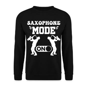 Sprüche Saxophon - Unisex Pullover - Schwarz - Vorne - Alina (178cm) & Michal (187cm)