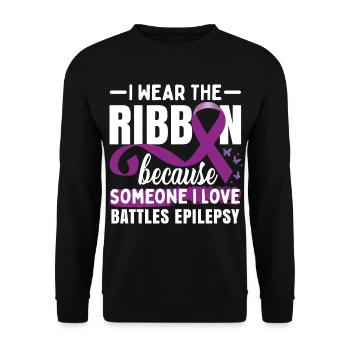 Epilepsy Awareness Women Purple Ribbon - Unisex Sweatshirt - black - Front - Alina (178cm) & Michal (187cm)