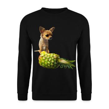 Chihuahua mit Ananas - Unisex Pullover - Schwarz - Vorne - Alina (178cm) & Michal (187cm)