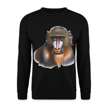 Mandrill Affe - Unisex Pullover - Schwarz - Vorne - Alina (178cm) & Michal (187cm)