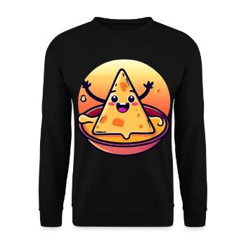 Nacho chip in creamy cheese bath - Unisex Sweatshirt - black - Front - Alina (178cm) & Michal (187cm)