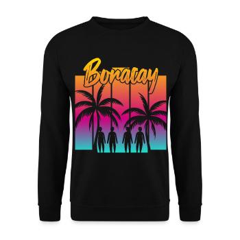 Familien Sonnenuntergang in Boracay - Unisex Pullover - Schwarz - Vorne - Alina (178cm) & Michal (187cm)