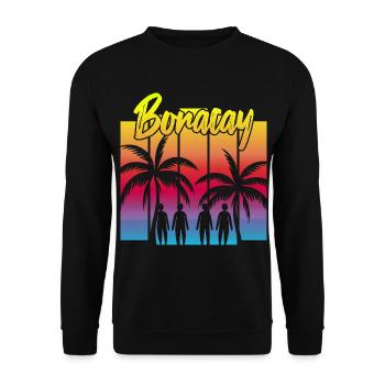 Familien Sonnenuntergang in Boracay - Unisex Pullover - Schwarz - Vorne - Alina (178cm) & Michal (187cm)