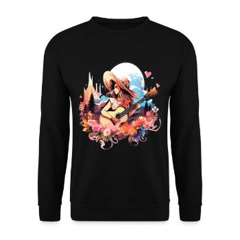 Guitar Girl Music Country Western USA Vintage - Unisex Sweatshirt - black - Front - Alina (178cm) & Michal (187cm)