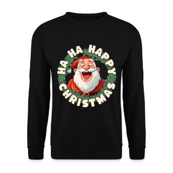 Funny Santa Claus laughs at Christmas Funny - Unisex Sweatshirt - black - Front - Alina (178cm) & Michal (187cm)