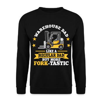Gabelstaplerfahrer Geschenke Gabelstabler Logistik - Unisex Pullover - Schwarz - Vorne - Alina (178cm) & Michal (187cm)