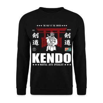 cool kendo martial arts design with kanji - Unisex Sweatshirt - black - Front - Alina (178cm) & Michal (187cm)