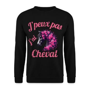 J peux pas j ai Cheval - Sweat-shirt Unisexe - noir - Devant - Alina (178cm) & Michal (187cm)