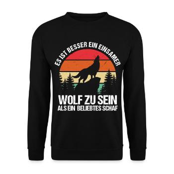 Mieux vaut un loup solitaire qu’un mouton populaire - Sweat-shirt Unisexe - noir - Devant - Alina (178cm) & Michal (187cm)