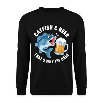 Catfish and beer, That's why I'm here - Unisex Sweatshirt - black - Front - Alina (178cm) & Michal (187cm)