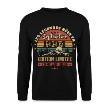 Rétro 1994 - Les légendes nées en Septembre 1994 - Sweat-shirt Unisexe - noir - Devant - Alina (178cm) & Michal (187cm)