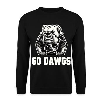 Go Dawgs Bulldog Mascot Supporter Design for Sport - Unisex Sweatshirt - black - Front - Alina (178cm) & Michal (187cm)