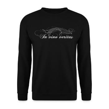 In vino veritas Plinius Im Wein liegt die Wahrheit - Unisex Pullover - Schwarz - Vorne - Alina (178cm) & Michal (187cm)