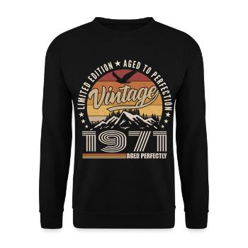 1971 Geschenk 54. Jubiläum 1971 Jahrgang 1971 - Unisex Pullover - Schwarz - Vorne - Alina (178cm) & Michal (187cm)
