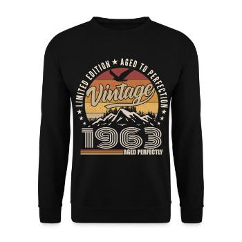 1963 Gift 62nd Anniversary 1963 Vintage 1963 - Unisex Sweatshirt - black - Front - Alina (178cm) & Michal (187cm)