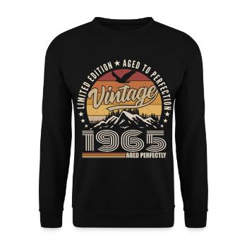 1965 Geschenk 60 Jahre 1965 Jahrgang 1965 - Unisex Pullover - Schwarz - Vorne - Alina (178cm) & Michal (187cm)