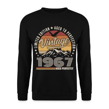 1967 Cadeau 58e Anniversaire 1967 Vintage 1967 - Sweat-shirt Unisexe - noir - Devant - Alina (178cm) & Michal (187cm)