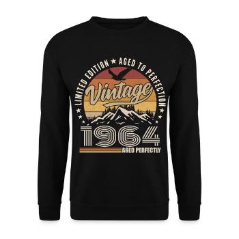 1964 Gift 61st Anniversary 1964 Vintage 1964 - Unisex Sweatshirt - black - Front - Alina (178cm) & Michal (187cm)