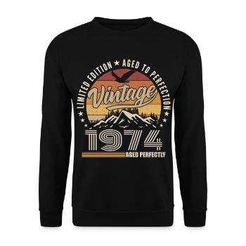 1974 51st Anniversary Gift 1974 Vintage 1974 - Unisex Sweatshirt - black - Front - Alina (178cm) & Michal (187cm)