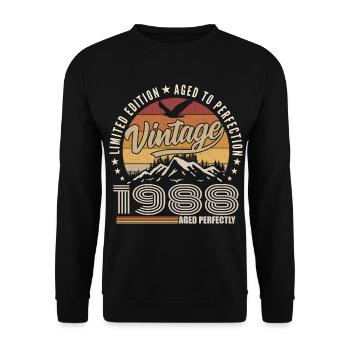 1988 Cadeau 37e Anniversaire 1988 Vintage 1988 - Sweat-shirt Unisexe - noir - Devant - Alina (178cm) & Michal (187cm)