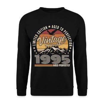 1995 Cadeau 30e Anniversaire 1995 Vintage 1995 - Sweat-shirt Unisexe - noir - Devant - Alina (178cm) & Michal (187cm)