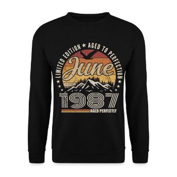 June 1987 38th Anniversary Gift June 1987 Retro - Unisex Sweatshirt - black - Front - Alina (178cm) & Michal (187cm)