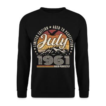 juillet 1961 Cadeau 64e Anniversaire juillet 1961 - Sweat-shirt Unisexe - noir - Devant - Alina (178cm) & Michal (187cm)
