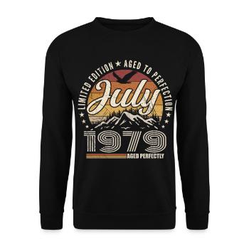 juillet 1979 Cadeau 46e Anniversaire juillet 1979 - Sweat-shirt Unisexe - noir - Devant - Alina (178cm) & Michal (187cm)
