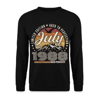 juillet 1988 Cadeau 37e Anniversaire juillet 1988 - Sweat-shirt Unisexe - noir - Devant - Alina (178cm) & Michal (187cm)