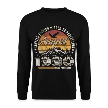 August 1980 Retro Birthday August 1980 August 1980 - Unisex Sweatshirt - black - Front - Alina (178cm) & Michal (187cm)