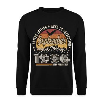 Né en Septembre 1996 - Anniversaire Septembre 1996 - Sweat-shirt Unisexe - noir - Devant - Alina (178cm) & Michal (187cm)