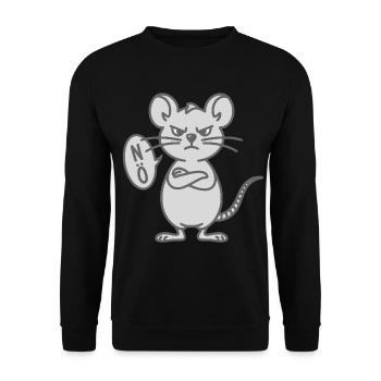 Lustige mürrische Maus Nö Noe Nee Nein - Unisex Pullover - Schwarz - Vorne - Alina (178cm) & Michal (187cm)